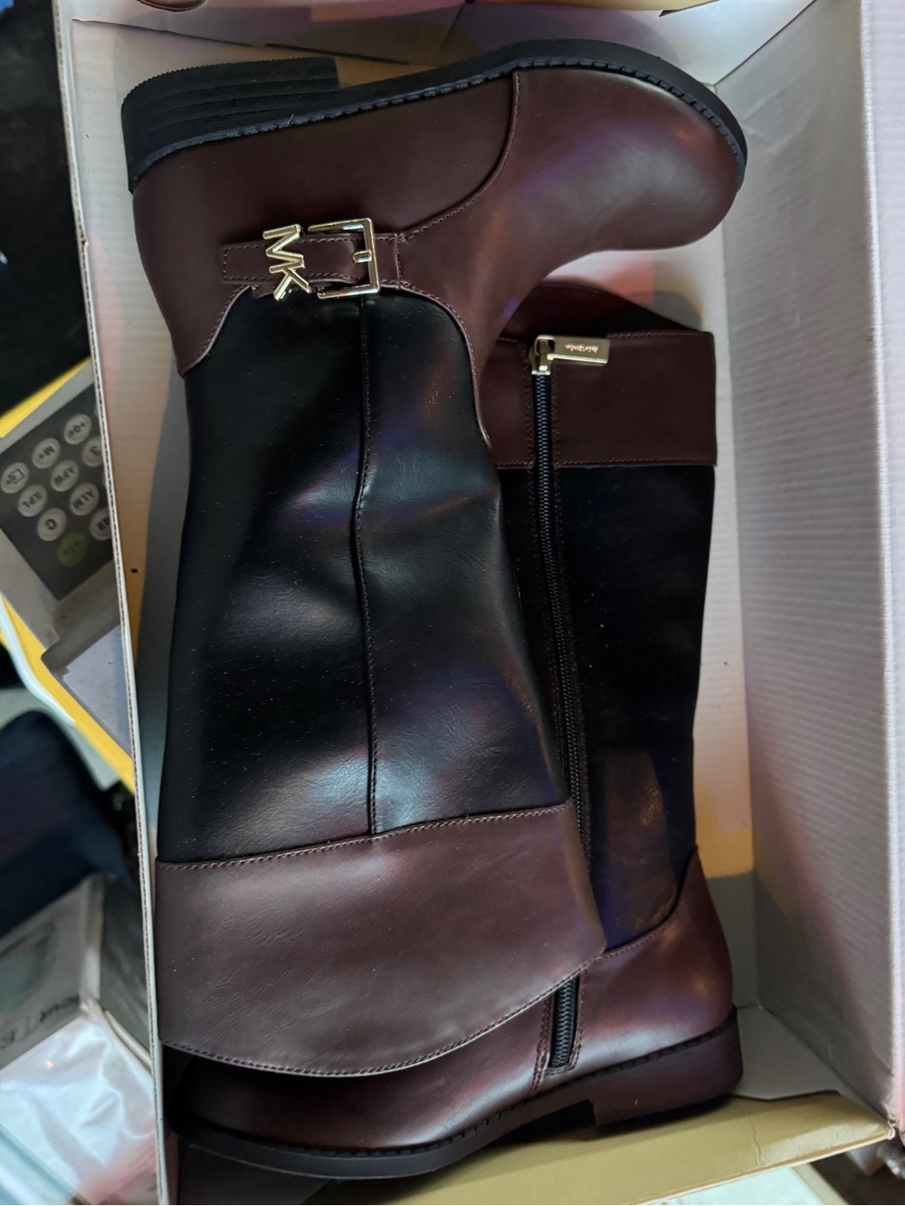 Michael Kors Brown and Black Two-Tone Kids' Leather Boots